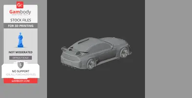 3D model of a BMW M2 race car with aerodynamic features and a spoiler, ready for 3D printing.