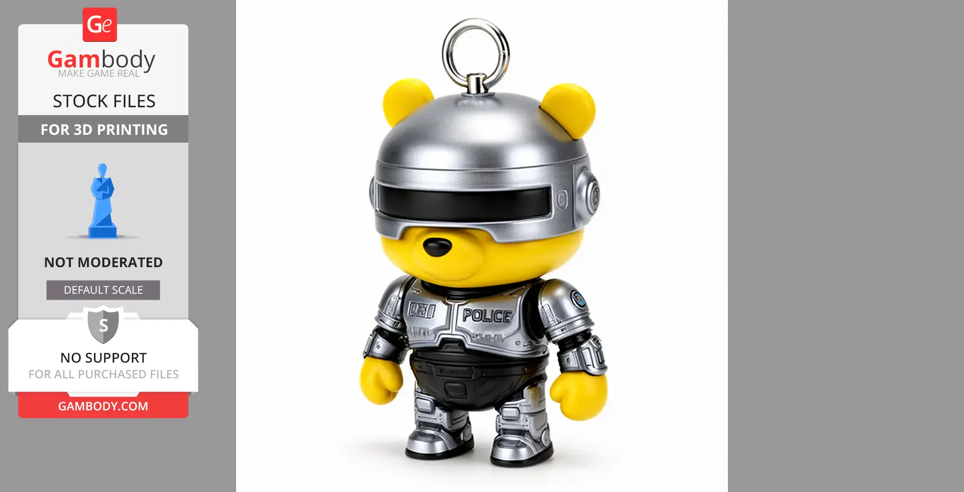 Winnie the Pooh Robocop Ring Figure - Mashup Figure STL