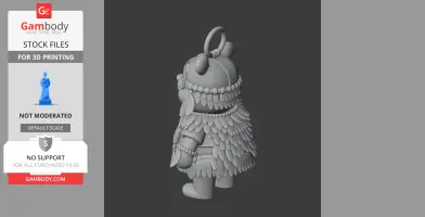 A 3D model of a cartoon bear wearing shamanic attire, featuring feathers and a headpiece.