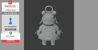 A stylized bear figure with feathered attire and a shamanistic headdress, designed for 3D printing.