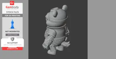 Steampunk-inspired bear figure with gears and mechanical limbs, designed for 3D printing.