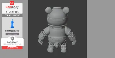 Steampunk-inspired bear figure with mechanical details and armor elements for 3D printing.