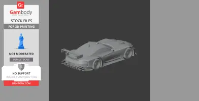 3D model of a BMW M6 GTLM race car, featuring aerodynamic design and rear spoiler.