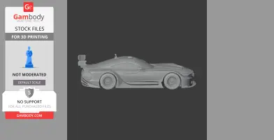 3D model of a BMW M6 GTLM racing car in a side view, designed for 3D printing.