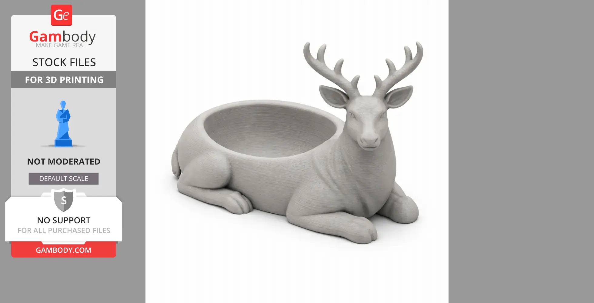 Stag Bowl - Animal Wall Hook STL