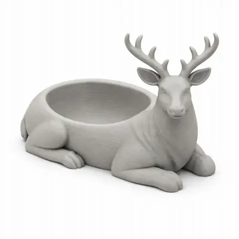 3D model of a reclining stag bowl, combining a deer figure and a container for printing.