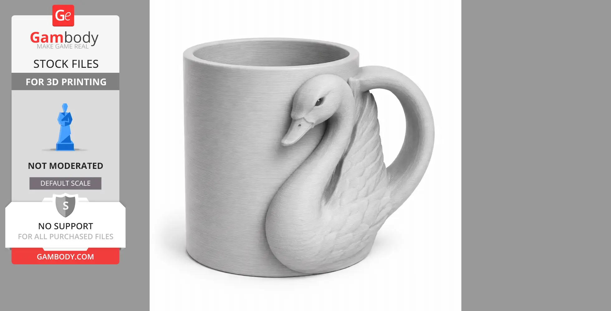 Swan Mug - Animal Wall Hook STL