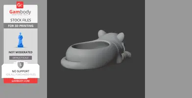 3D model of a tiger-shaped wall hook with a bowl design, suitable for 3D printing.