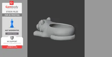 A 3D model of a lounging tiger-shaped bowl, designed as a wall hook for 3D printing.