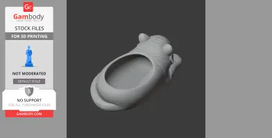 3D model of a tiger-shaped bowl with ears and tail, designed as a wall hook for 3D printing.