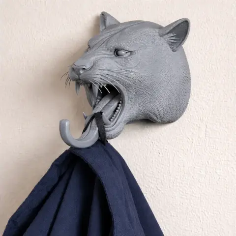 Tiger Head Wall Hanger Coat and Key - Animal Wall Hook STL