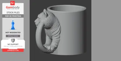 Tiger Mug - Animal Wall Hook STL