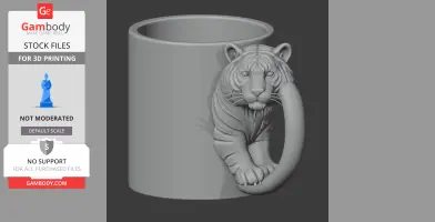 Tiger Mug - Animal Wall Hook STL