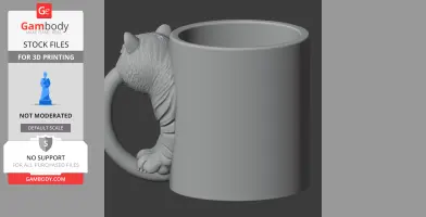 Tiger Mug - Animal Wall Hook STL