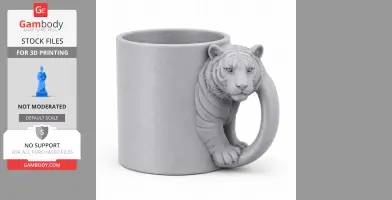 Tiger Mug - Animal Wall Hook STL