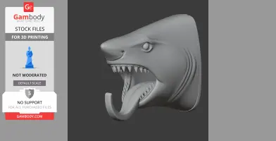 Tiger shark Head Wall Hanger Coat and - Animal Wall Hook STL
