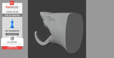 Tiger shark Head Wall Hanger Coat and - Animal Wall Hook STL