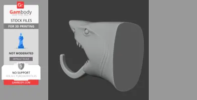 Tiger shark Head Wall Hanger Coat and - Animal Wall Hook STL