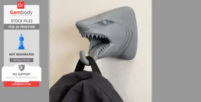 Tiger shark Head Wall Hanger Coat and - Animal Wall Hook STL
