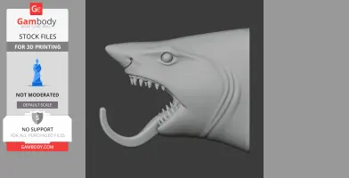 Tiger shark Head Wall Hanger Coat and - Animal Wall Hook STL