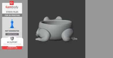 A 3D model of a frog-shaped bowl with legs, designed as an animal wall hook.