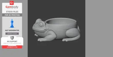 A 3D model of a toad-shaped bowl designed as a wall hook for 3D printing.