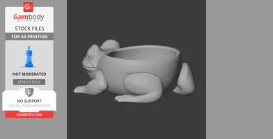 3D model of a toad-shaped bowl with limbs, designed as a wall hook for 3D printing.