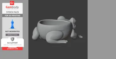 3D model of a toad-shaped bowl with detailed legs and face, designed as a wall hook.