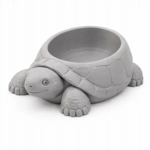 3D model of a tortoise-shaped bowl with a textured shell, designed for wall mounting.