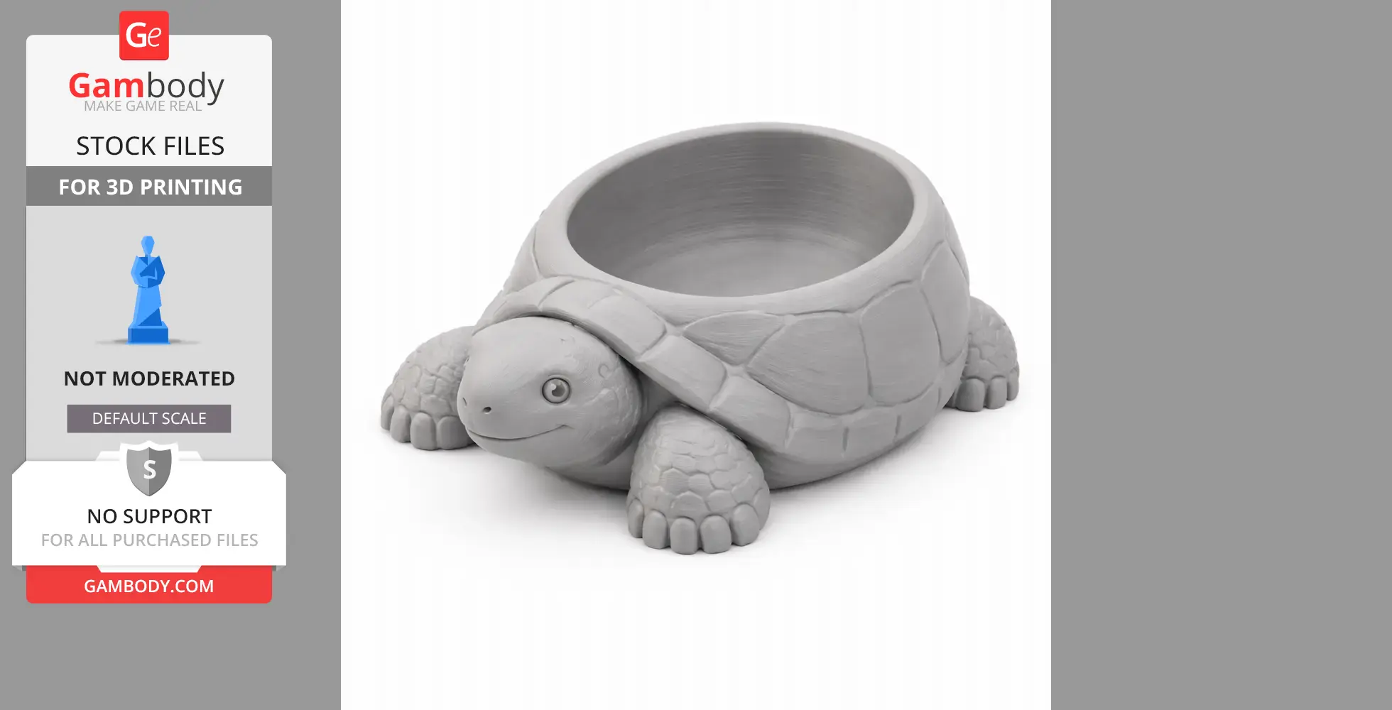 Tortoise Bowl - Animal Wall Hook STL