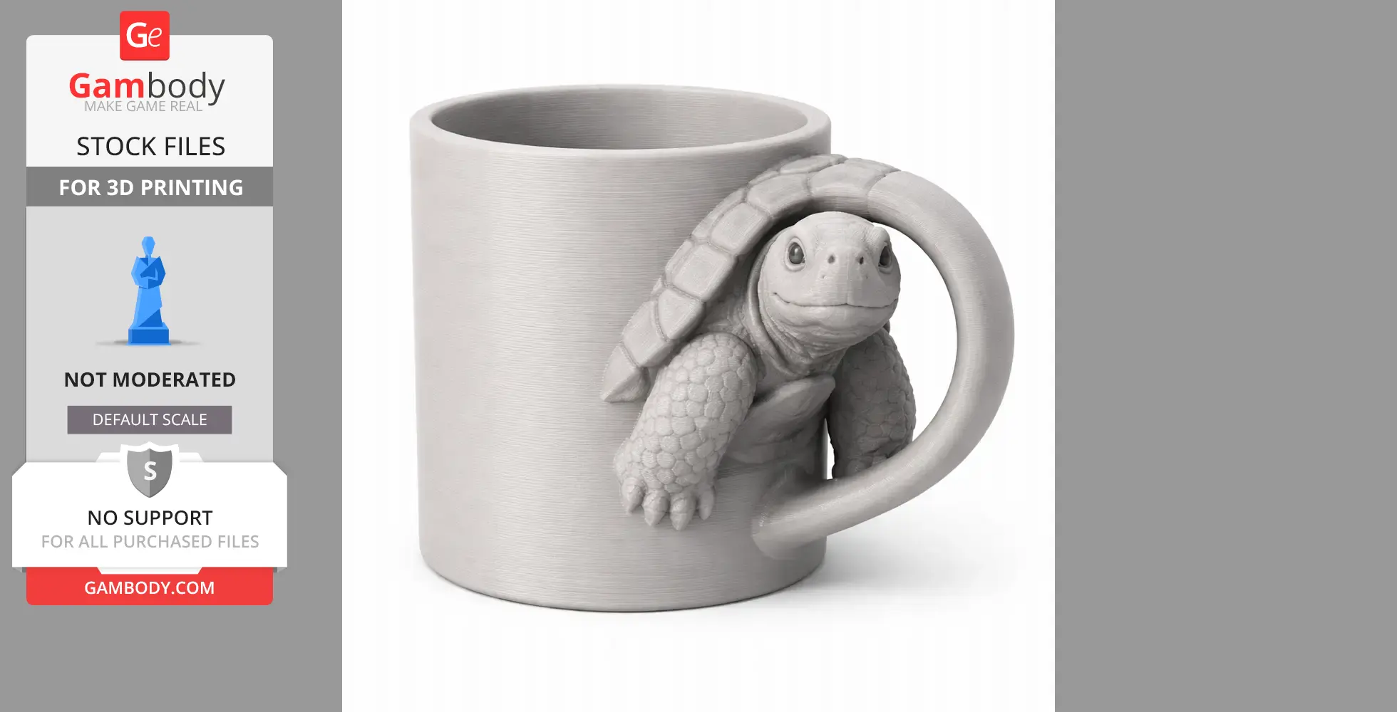 Tortoise Mug - Animal Wall Hook STL