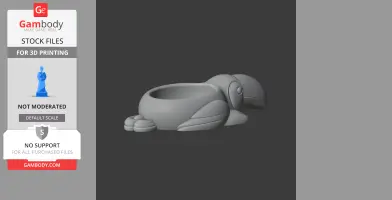 3D model of a toucan-shaped bowl and wall hook combo, designed for 3D printing.
