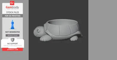 3D model of a turtle-shaped bowl with detailed shell and head, designed for 3D printing.