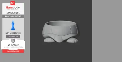 3D model of a bowl resembling a turtle shell with legs, intended for wall hook or decoration use.