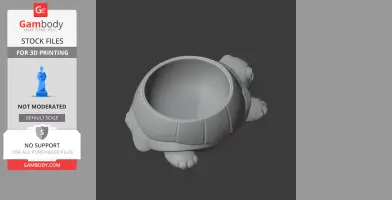 3D model of a turtle-shaped bowl with detailed legs and head, designed for wall mounting.