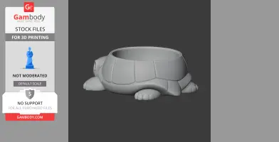 3D model of a turtle-shaped bowl designed for 3D printing, with the shell as a container.