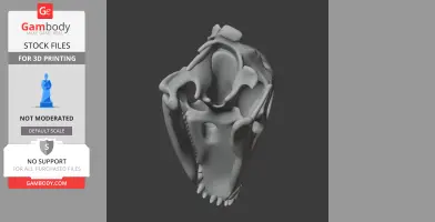 3D model of an archosauriform skull replica, showing intricate bone structures for printing.
