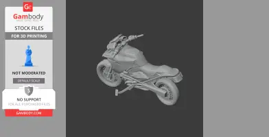 3D model of a BMW R1250GS motorcycle for 3D printing, showing detailed handlebars and frame.