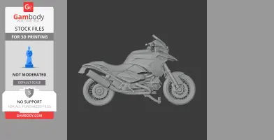 3D model of BMW R1250GS motorcycle, detailed design for 3D printing.