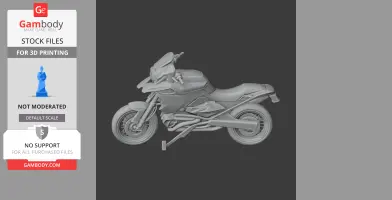 3D model of BMW R1250GS motorcycle, detailed, side view, for 3D printing.