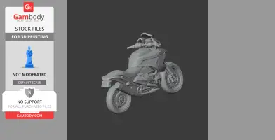 3D model of a BMW R1250GS motorcycle, ready for 3D printing, shown in grayscale.