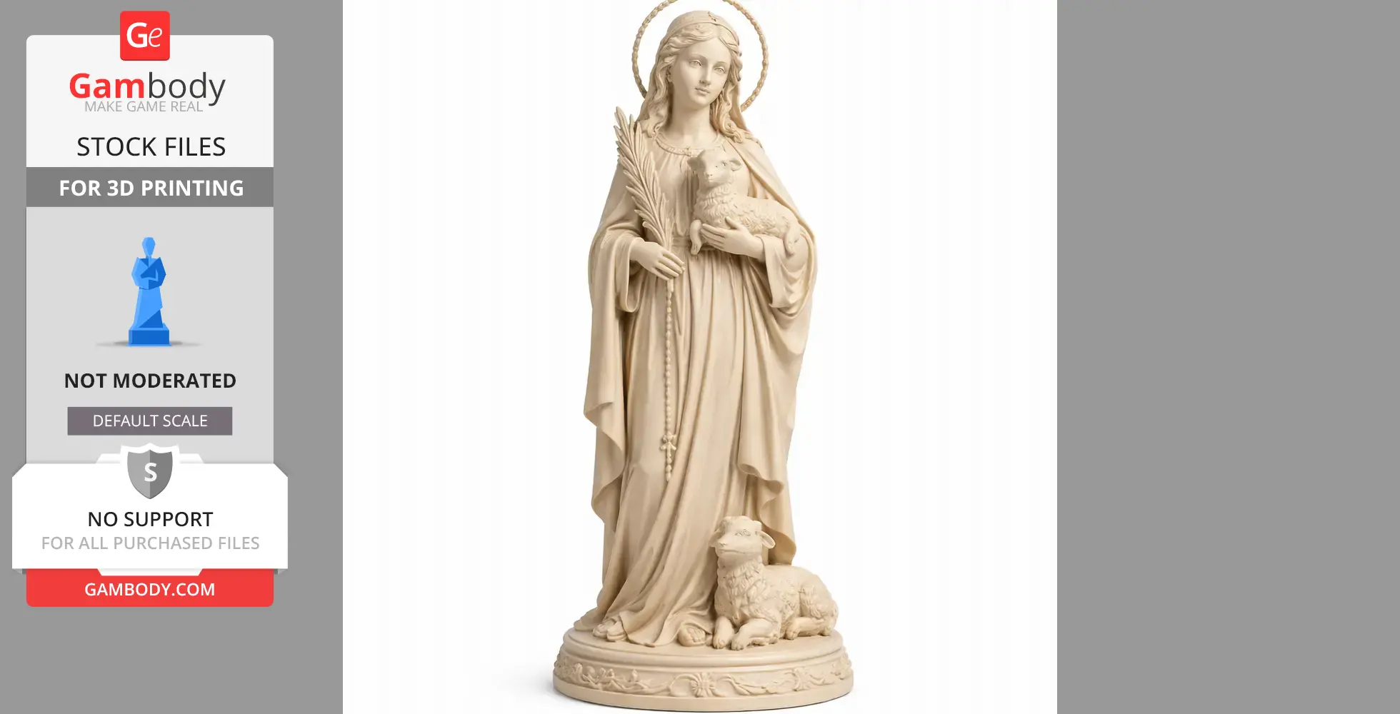 Saint Agnes - Devotional Statue - STL 3D Print