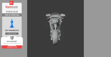 Front view of a detailed 3D model of a BMW S1000RR motorcycle for 3D printing.