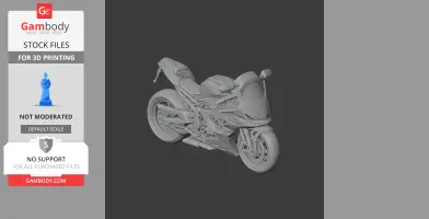 3D model of a BMW S1000RR motorcycle for 3D printing, showing detailed body and wheel design.