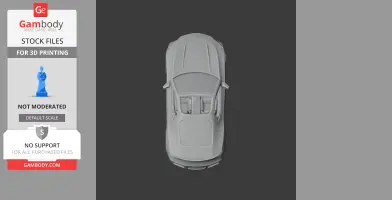 Top view of a 3D model of a BMW car for printing, featuring a detailed roof and interior.