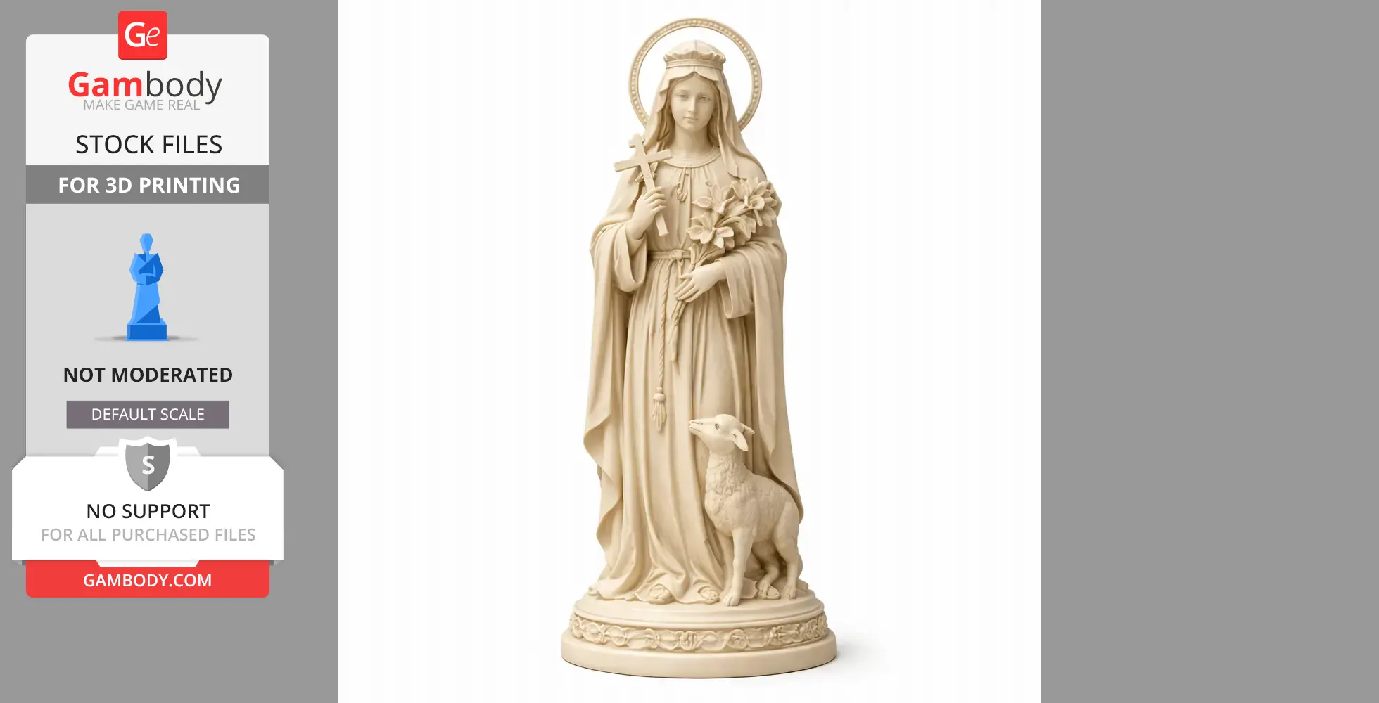 Saint Agnes of Assisi - Devotional Statue - STL 3D Print