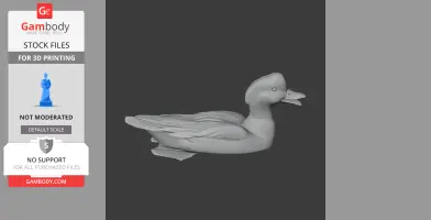 3D model of an American wigeon duck, side view, with detailed feathers, for 3D printing.