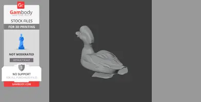 3D model of a bird, possibly a duck, with detailed wings and head, set for 3D printing.