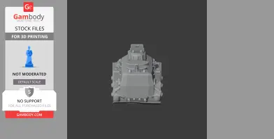Front view of a 3D printable Alvis Saracen tank model in grey, displayed on a grey background.