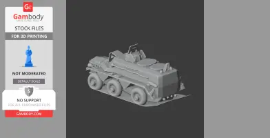 3D model of a six-wheeled armored personnel carrier, ready for 3D printing.